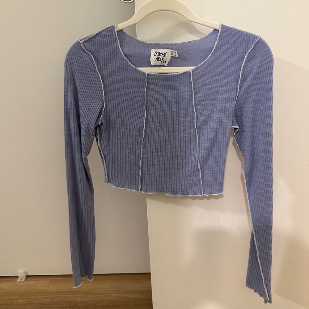 Princess Polly Christa Long Sleeve Blue Top - US 4